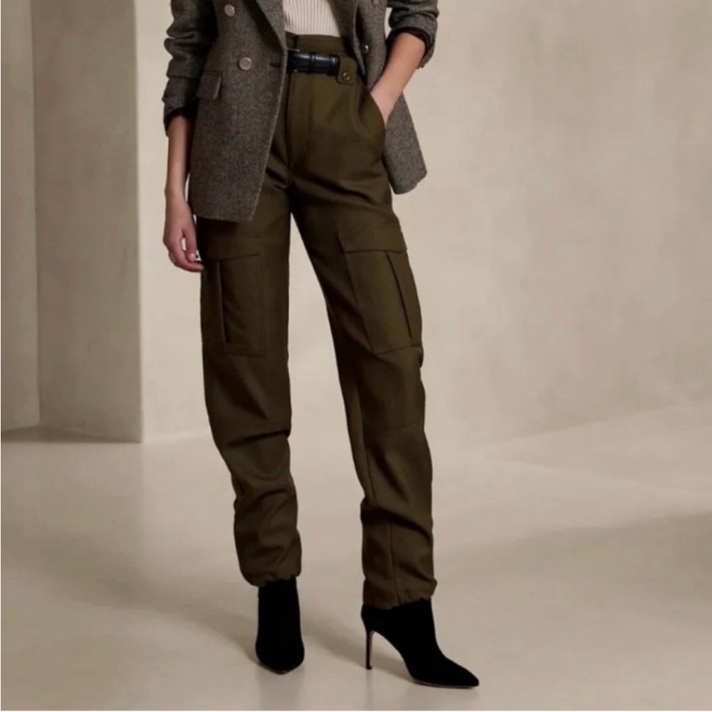 Banana Republic Heritage Olive Green Lido Italian Wool Cargo Pants Size 6 Fall